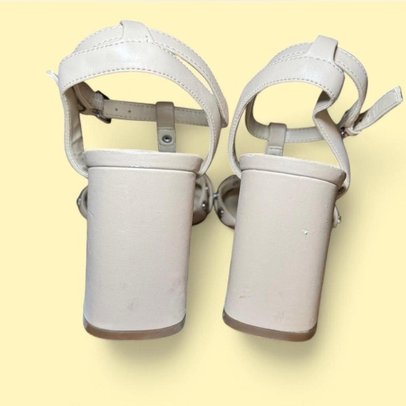 Marc Fisher Quilon Nude and Silver Studded Block Heeled Sandals - Picture 5 of 7